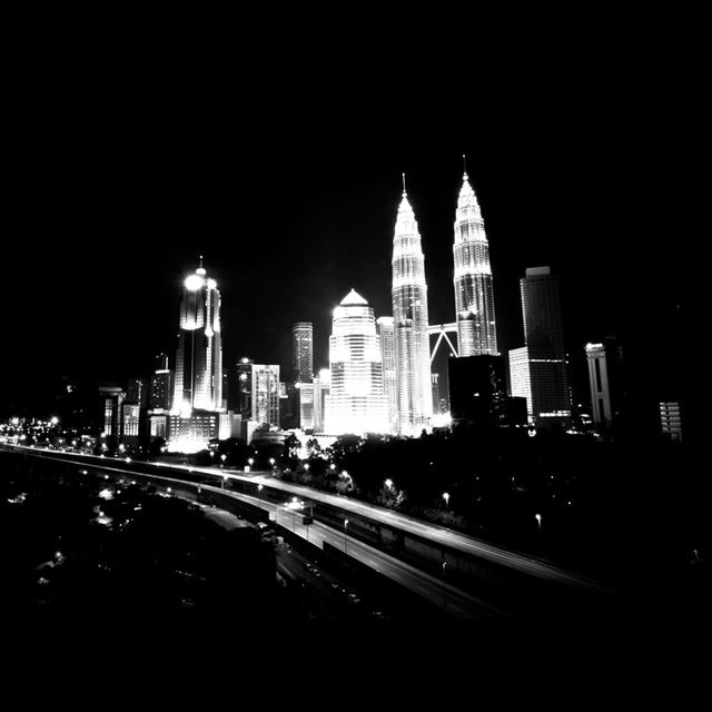 1024x1024 Kuala Lumpur Dark City Urban Art Illustration Black - urban iPad Wallpaper