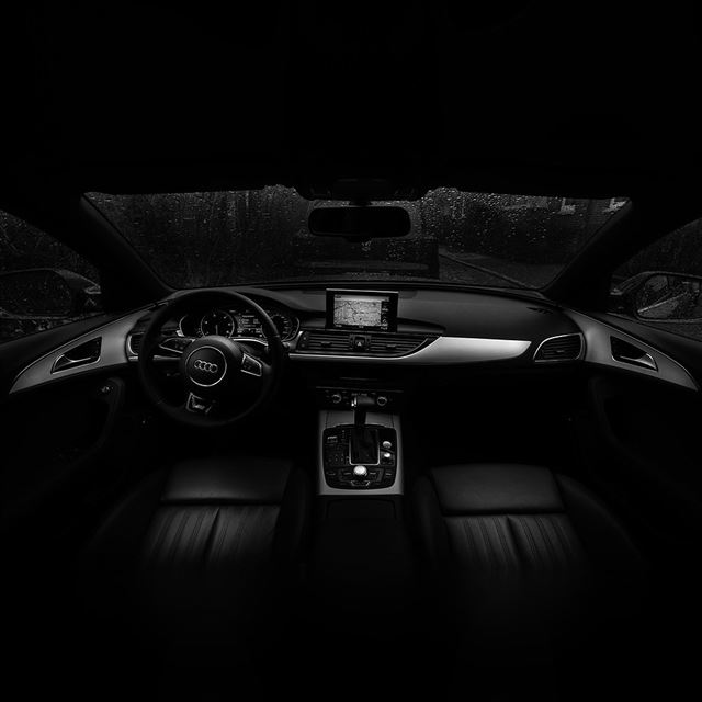 1024x1024 Audi Car Interior Dark Bw - car iPad Wallpaper