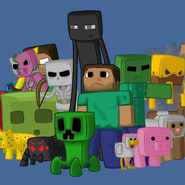 1024x1024 Minecraft Characters Game Pixels Java - green iPad Wallpaper