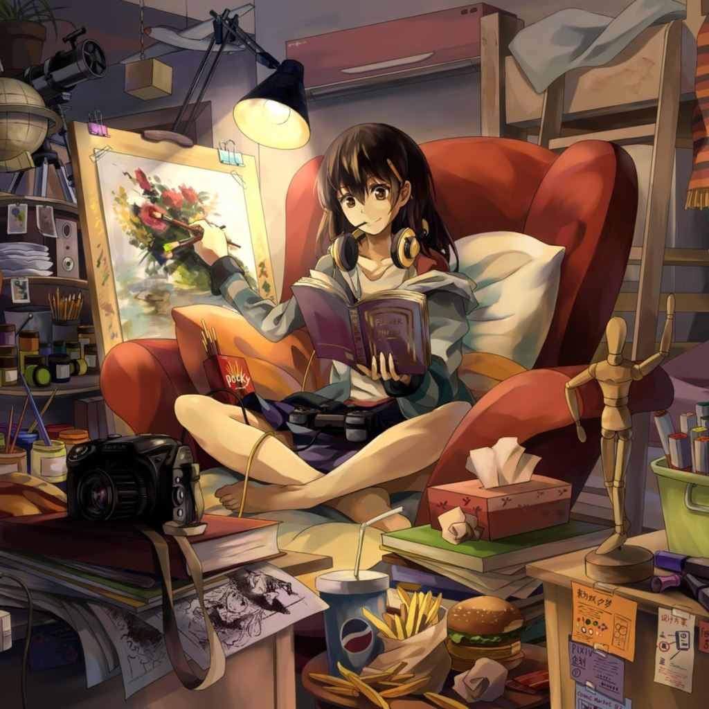 Wallpaper Smile anime girl read book 1920x1200 HD Picture Image