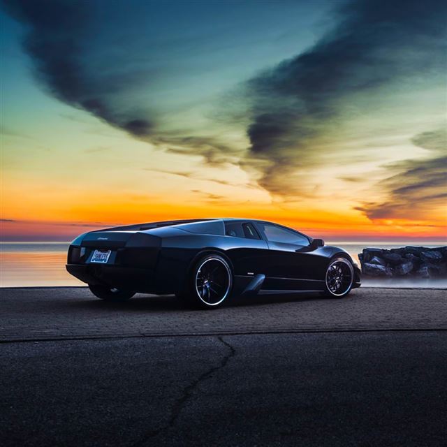 1024x1024 Lamborghini Murcielago Sunset Side View - yellow iPad Wallpaper