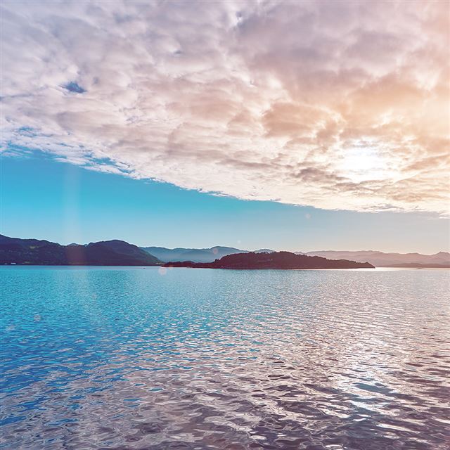 1024x1024 Lake Mountain Summer Nature Blue Healing Cloud Flare - yellow iPad Wallpaper