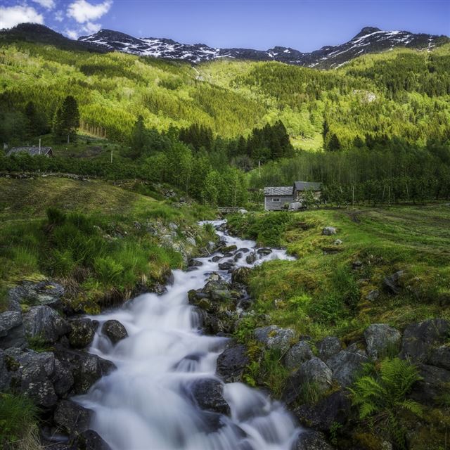1024x1024 Odd Norway Hardangervidda Huts Mountains - green iPad Wallpaper