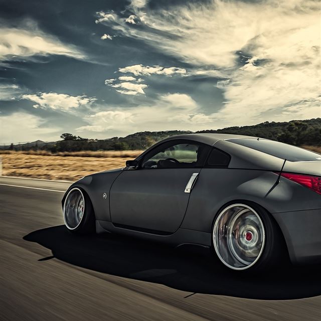 1024x1024 Nissan 350z Stance Movement Speed Side View - yellow iPad Wallpaper