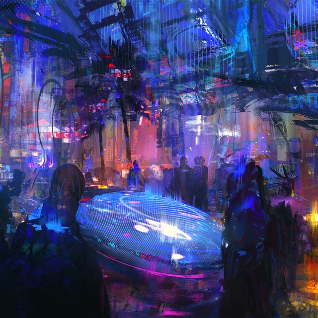 1024x1024 Street Stage Paint Illustration Art - drawn iPad Wallpaper
