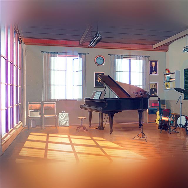 1024x1024 Summer piano - yellow iPad Wallpaper
