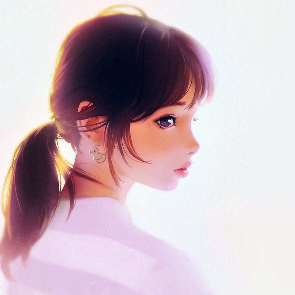 Girl face cute illustration art iPad Wallpapers Free Download