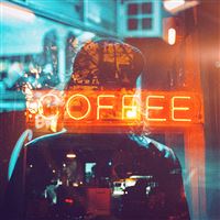Coffee neon sign night illustration art iPad wallpaper
