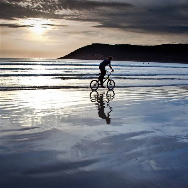 1024x1024 Beach Bike Ride - beach iPad Wallpaper