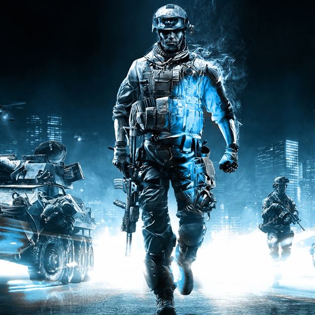 1024x1024 Battlefield 3 Action Game - black iPad Wallpaper