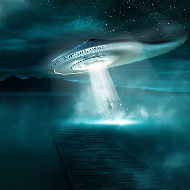 1024x1024 Kidnapped By The Aliens - black iPad Wallpaper