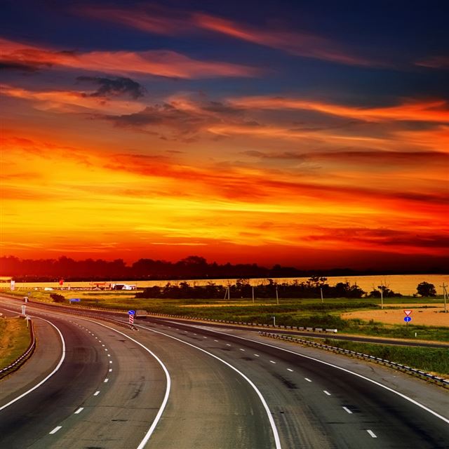 1024x1024 The Way To Sunset - orange iPad Wallpaper