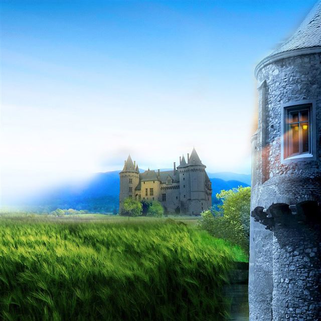 1024x1024 Castle expectations - cyan iPad Wallpaper