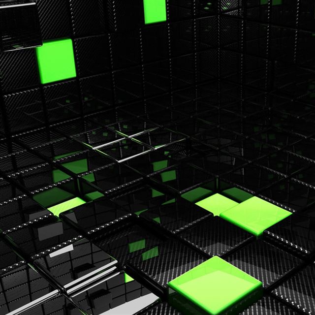 1024x1024 Green And Black Cubes - black iPad Wallpaper