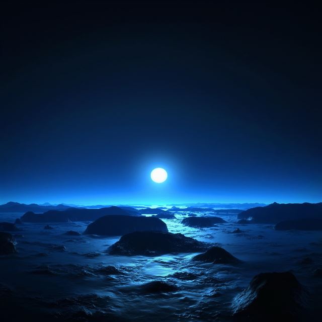 1024x1024 Blue Moon - earth iPad Wallpaper