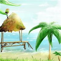 Hut And Palms wallpaper