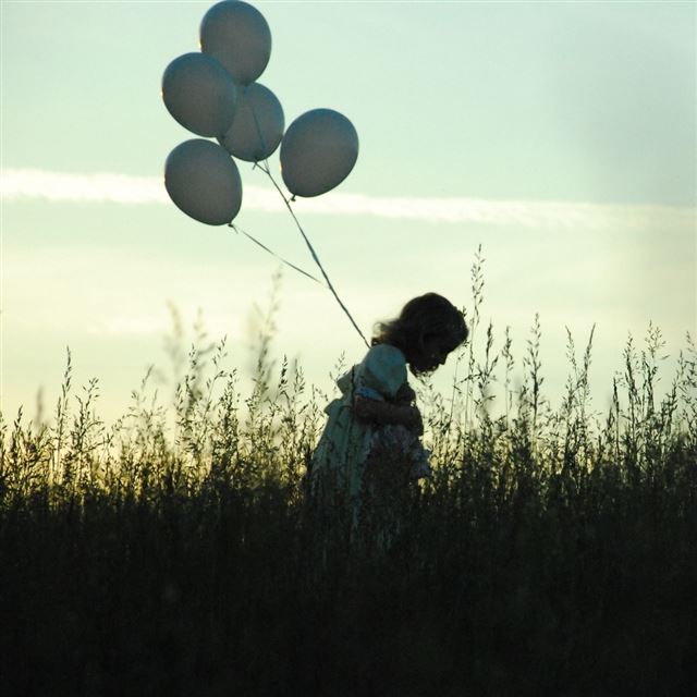 1024x1024 Girl With Balloons - girl iPad Wallpaper