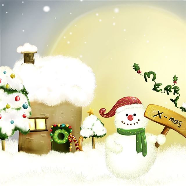 1024x1024 Merry Xmas   - snowman iPad Wallpaper