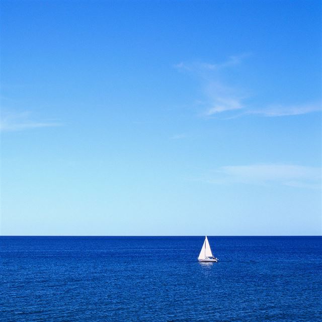 1024x1024 Blue sea and white sail -  iPad Wallpaper