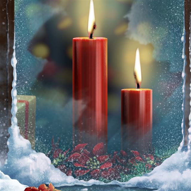 1024x1024 Red Candles 2 - glass iPad Wallpaper