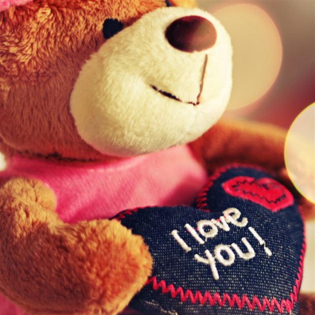 1024x1024 I Love You Teddy Bear - yellow iPad Wallpaper