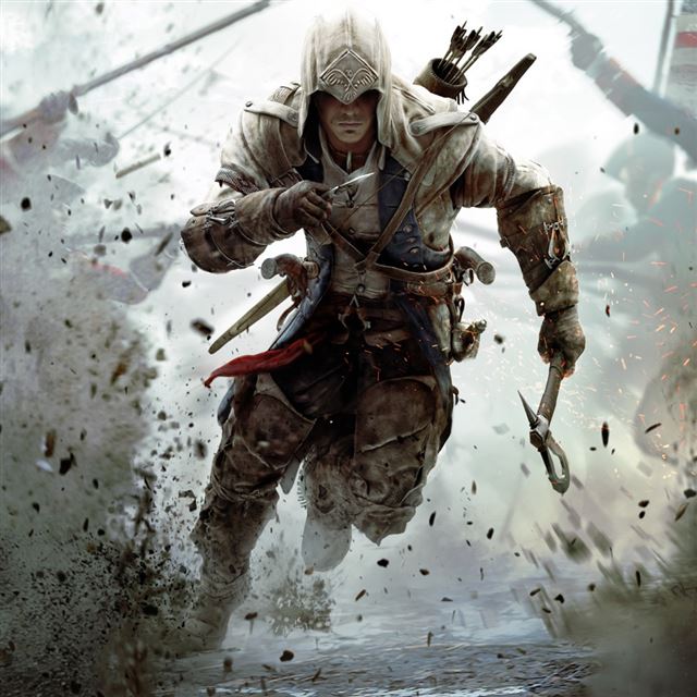 1024x1024 Assassins Creed 3 Connor Free Running - black iPad Wallpaper