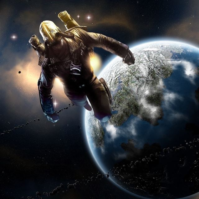 1024x1024 Spaceman Art - earth iPad Wallpaper