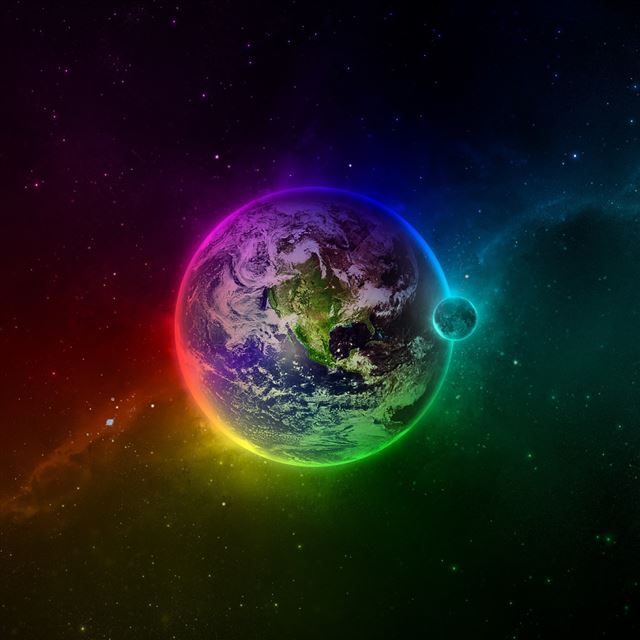 1024x1024 Colorful Earth - star iPad Wallpaper