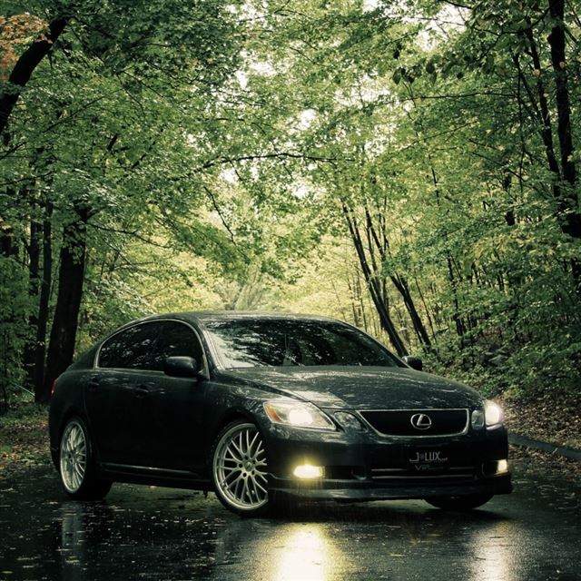 1024x1024 Lexus In The Rain - road iPad Wallpaper