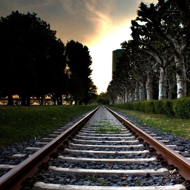 1024x1024 Railroad Track - tree iPad Wallpaper