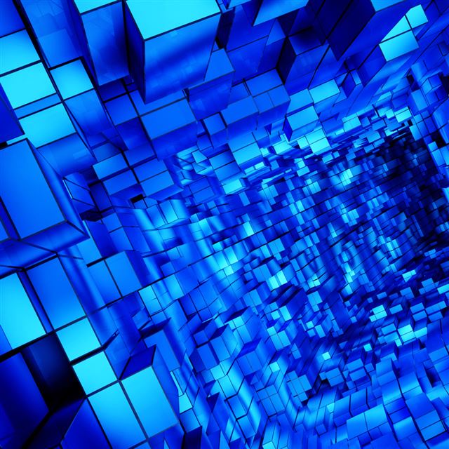 1024x1024 Abstract Blue Cubes - cyan iPad Wallpaper