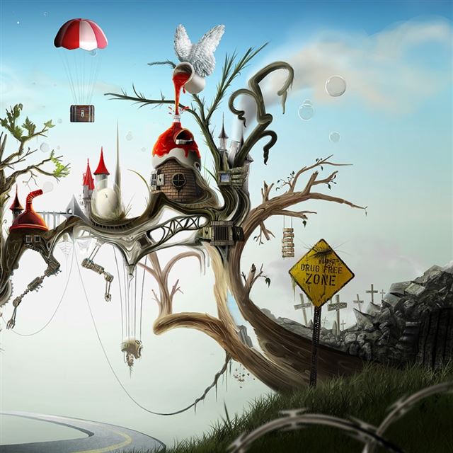1024x1024 Drug Free Zone - road iPad Wallpaper