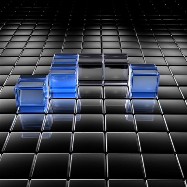 1024x1024 Black and Blue Translucent Cubes - aesthetic iPad Wallpaper