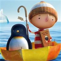 Together with the penguins drifting wallpaper