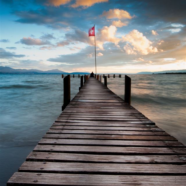 1024x1024 Lake Pontoon At Dusk - dusk iPad Wallpaper