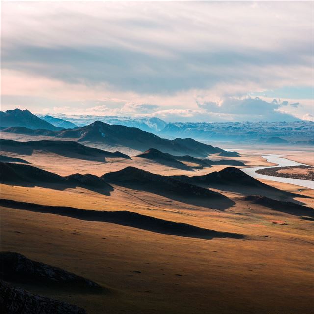 1024x1024 brown mountains near body of small lake - mountains iPad Wallpaper