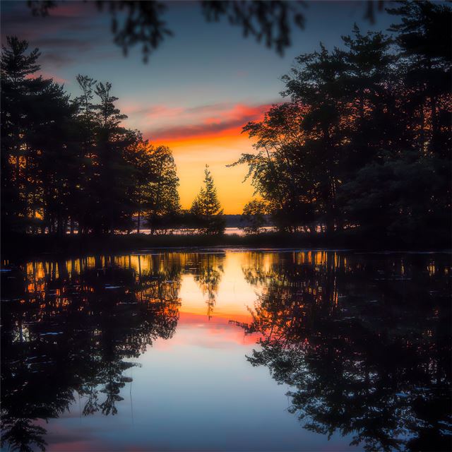 1024x1024 morning glow reflection lake - reflection iPad Wallpaper