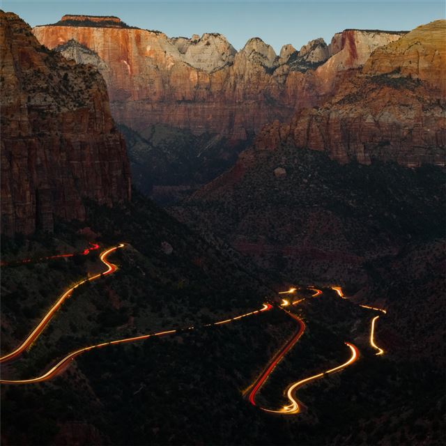 1024x1024 zion national park canyon overlook at dawn 4k - national park iPad Wallpaper