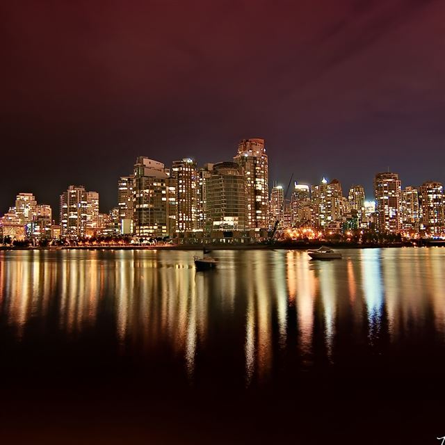 1024x1024 Vancouver City Nights - tower iPad Wallpaper