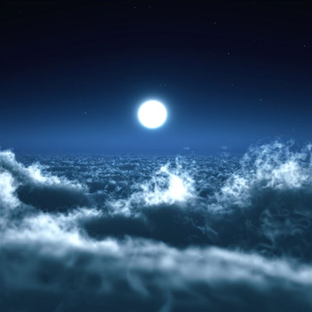 1024x1024 Moon Over Clouds - moon iPad Wallpaper