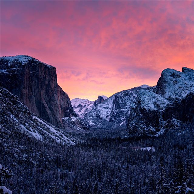 1024x1024 yosemite golden hour above body of water 8k - 5k iPad Wallpaper