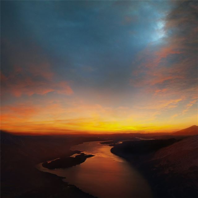 1024x1024 sky river landscape mountains 8k - mountains iPad Wallpaper