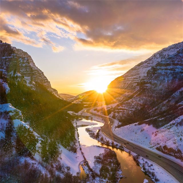 1024x1024 provo canyon during winter 5k - mountains iPad Wallpaper