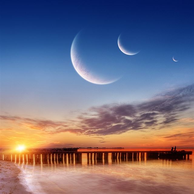 1024x1024 Enjoy the sunset - moon iPad Wallpaper