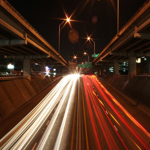 1024x1024 Highways at night - orange iPad Wallpaper