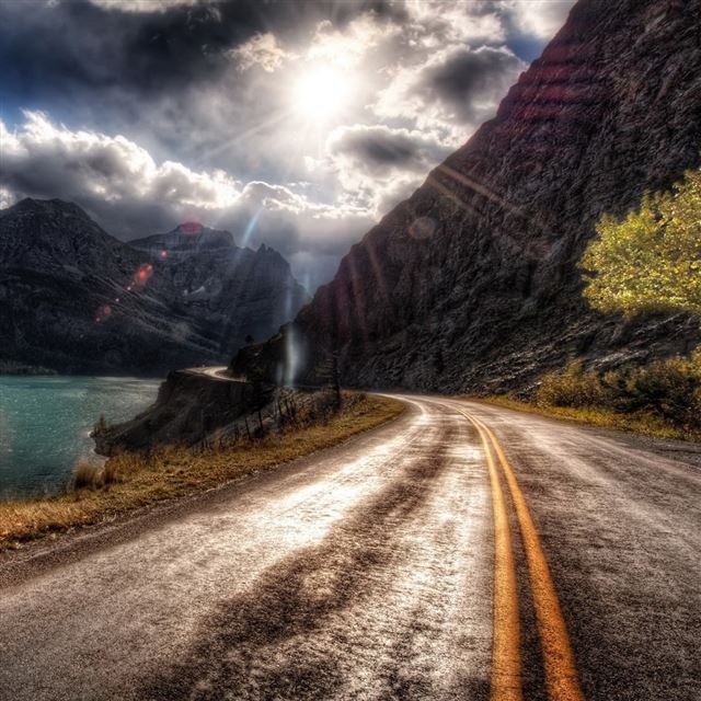 1024x1024 Hdr Mountain Road - road iPad Wallpaper