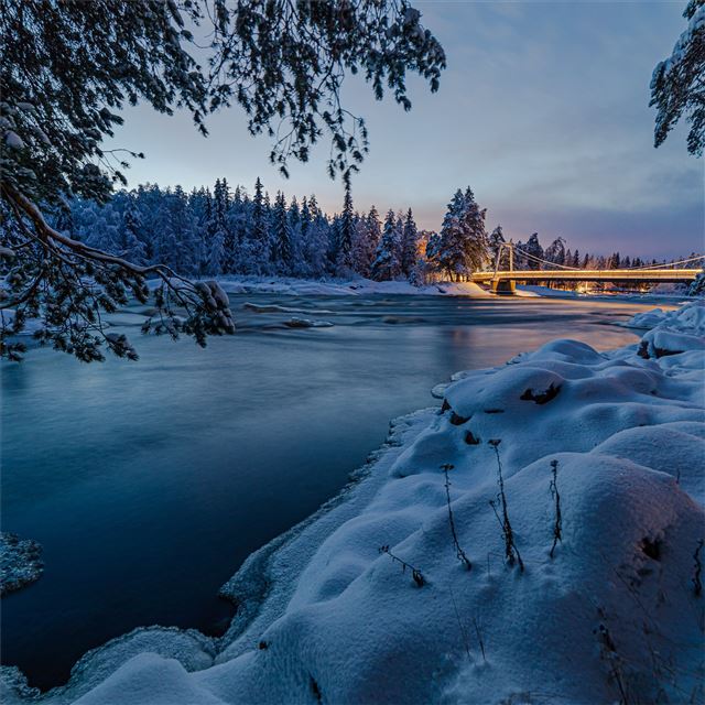1024x1024 rivers forests finland 4k - snow iPad Wallpaper