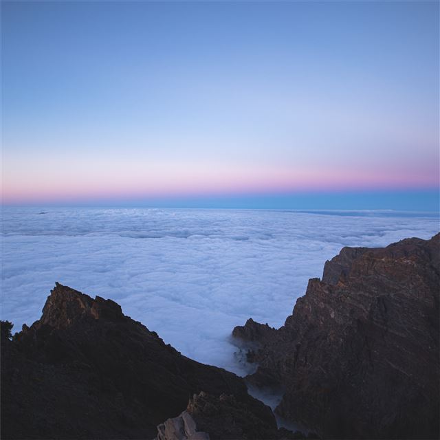 1024x1024 sea of clouds top view 5k - mountains iPad Wallpaper