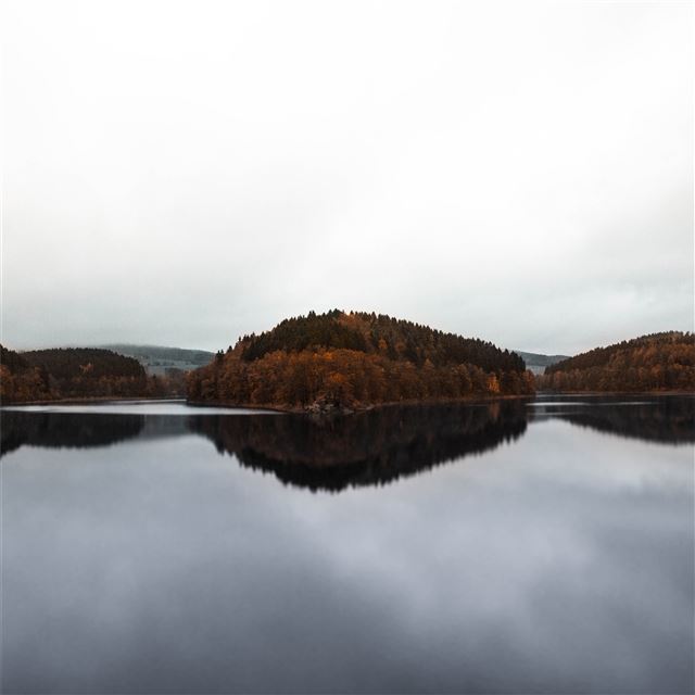 1024x1024 autumn forest lake view 4k - forest iPad Wallpaper