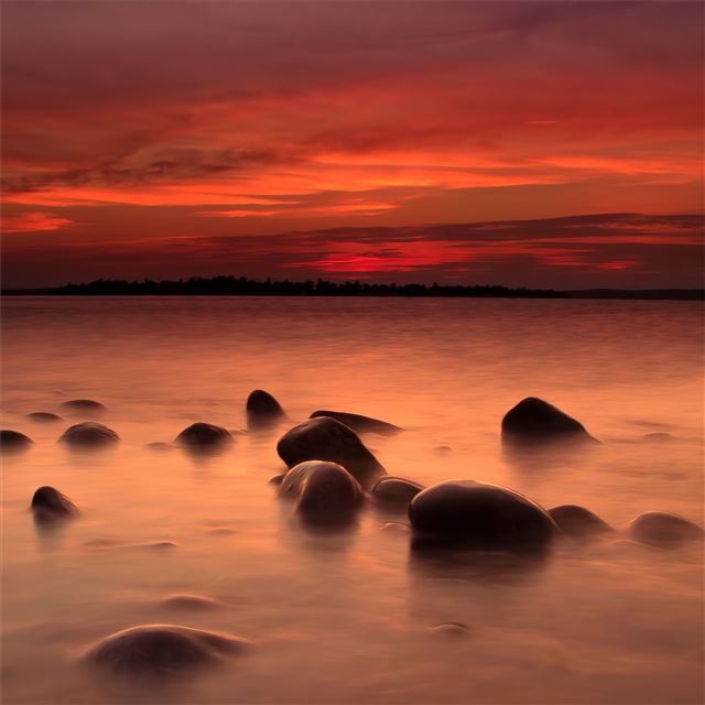 1024x1024 landscape coast sunset 4k - rocks iPad Wallpaper